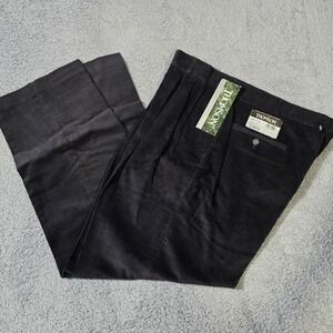 Thomson Mens 38x30 Corduroy Pants Black Pleated Straight Leg Vintage Made in USA